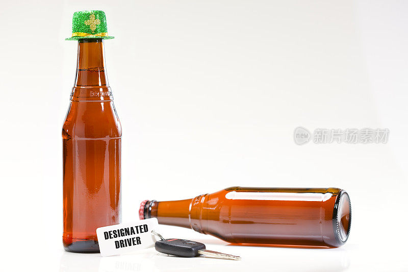 醉驾图像与圣帕特里克啤酒瓶，复制空间