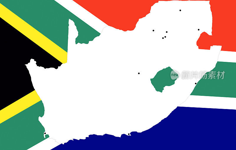 南非国旗上的地图大纲。