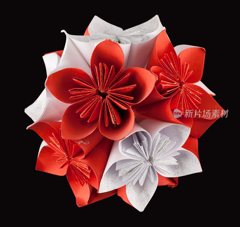 红色白色kusudama