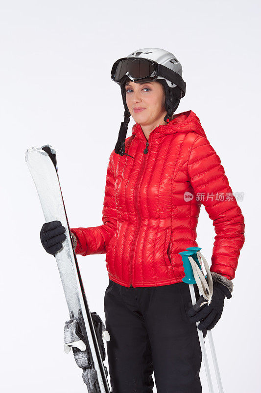 女人滑雪-冬季肖像