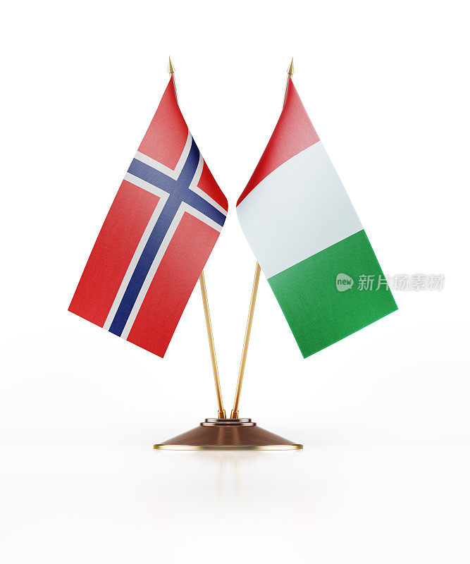挪威和意大利的微型国旗