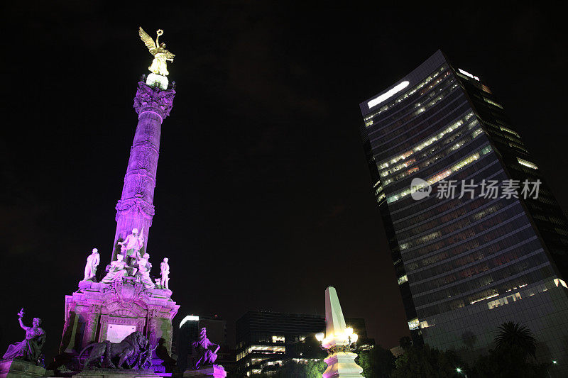 墨西哥墨西哥城的天使夜景。