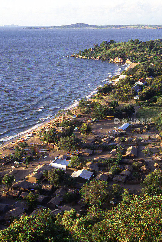 从丘陵到海岸线的马拉维湖全景马拉维非洲