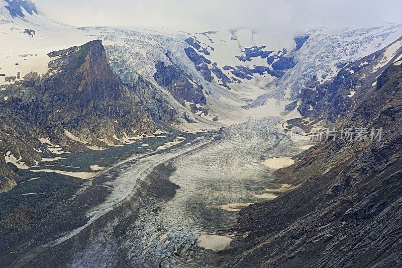 冰川帕斯特兹和霍赫陶恩雪顶奥地利山脉-泰洛阿尔卑斯戏剧性的云彩景观天空和景观和大格洛克纳Massif