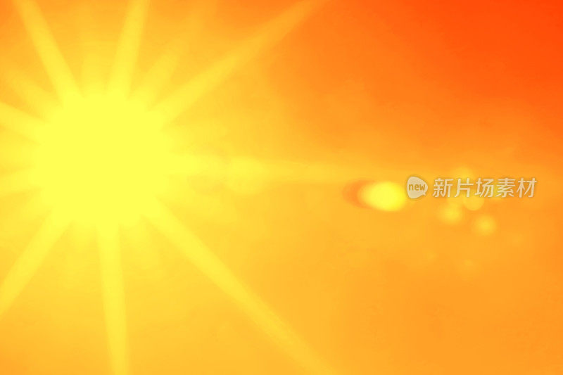 炎热的夏日太阳在天空(色调为橙色)