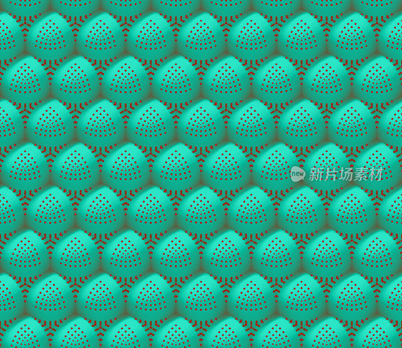绿松石几何形状无缝墙(3d插图)