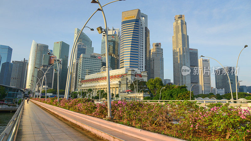 新加坡市中心CBD的天际线全景