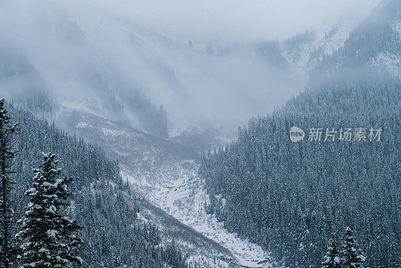 山脉景观-雪崩后的落基山脉由不列颠哥伦比亚省