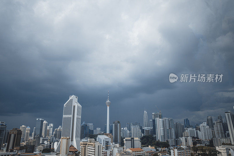 吉隆坡阴天多云的城市景观