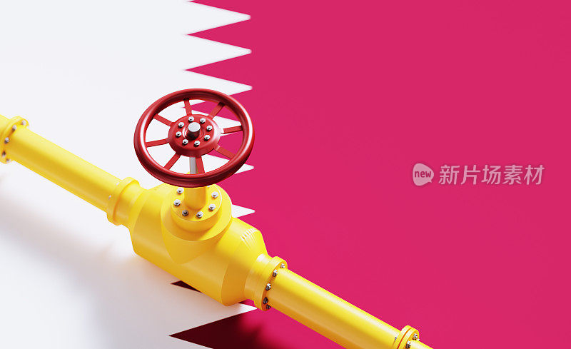 位于卡塔尔国旗背景上的天然气管道