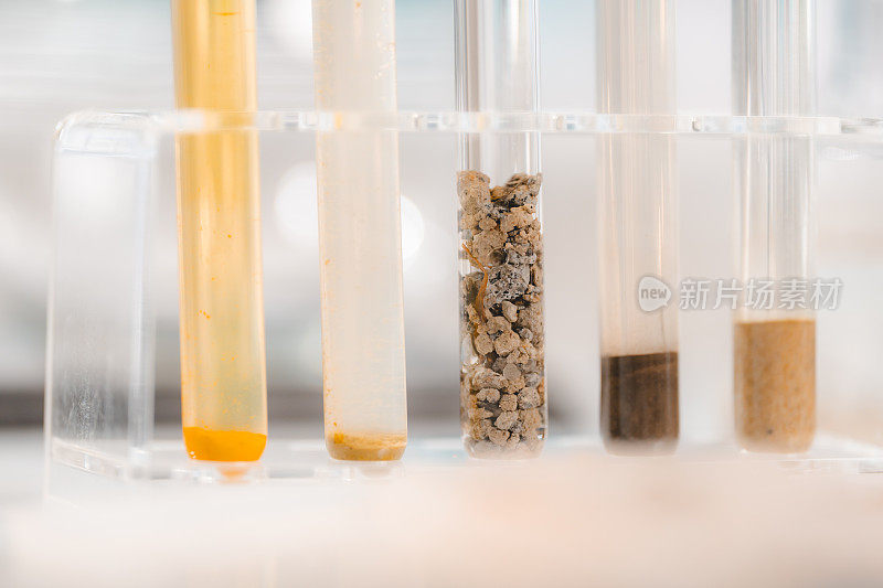 地质科学实验室研究概念，环境与生态实验中自然污物的样品试验分析，农业农学材料的科学设备工作