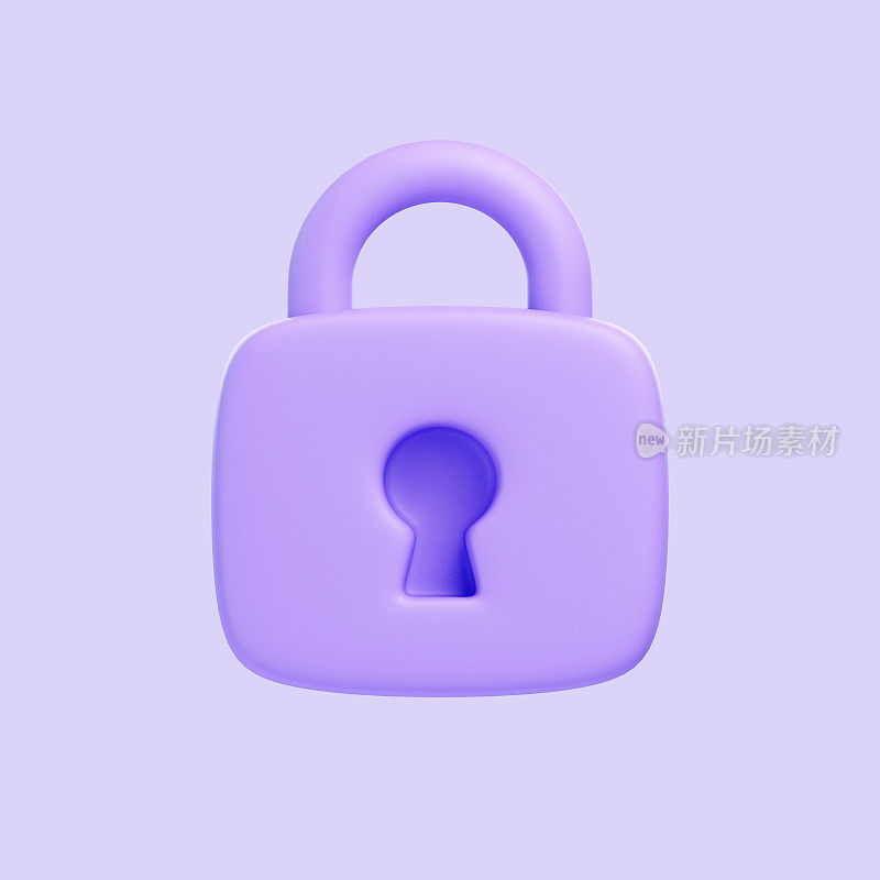 紫色锁定挂锁孤立的紫色背景