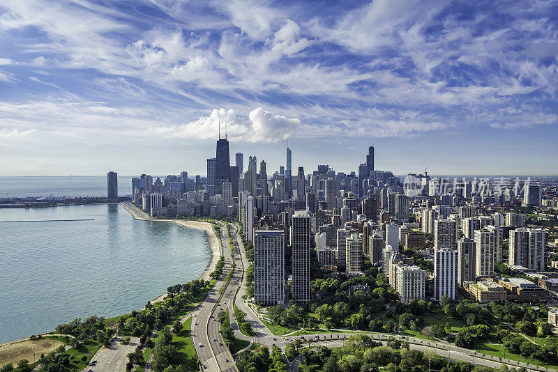 芝加哥天际鸟瞰图