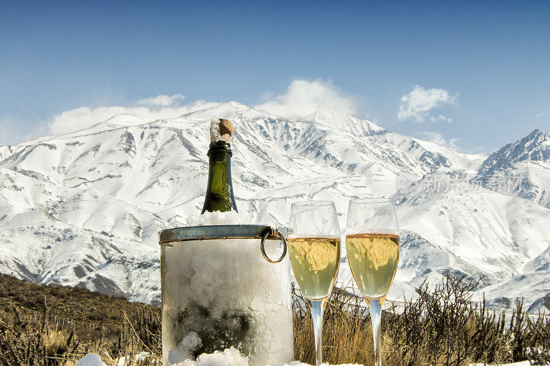阿尔卑斯山的法国冷香槟