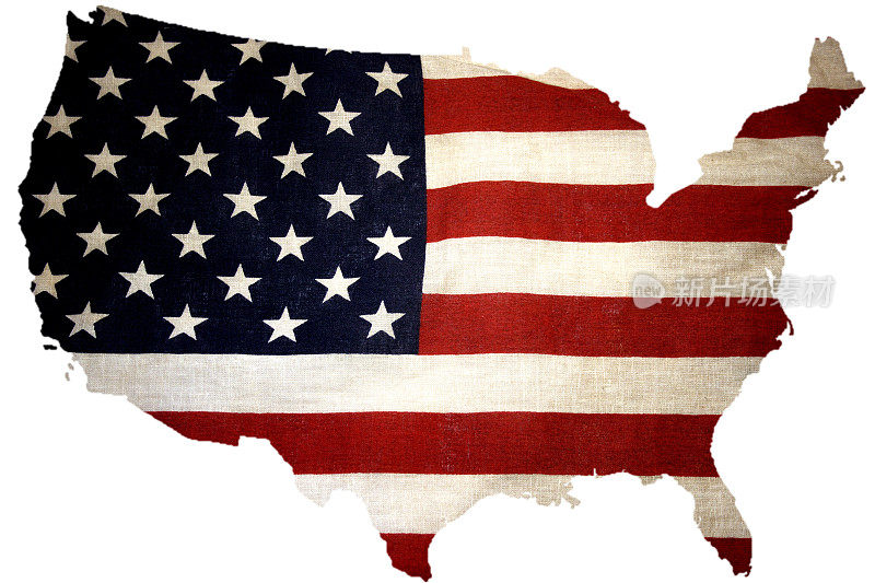 美国地图与旗帜