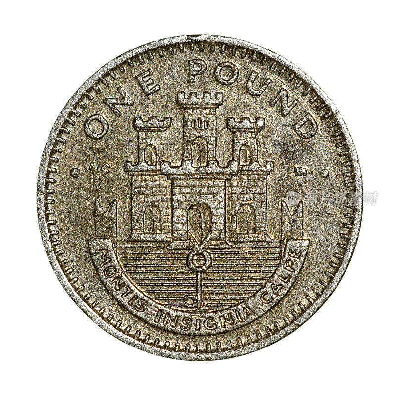 一英镑硬币宏观孤立在白色