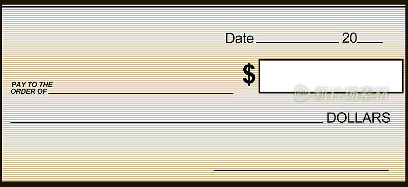 黑色和棕色空白支票可以打印任何尺寸