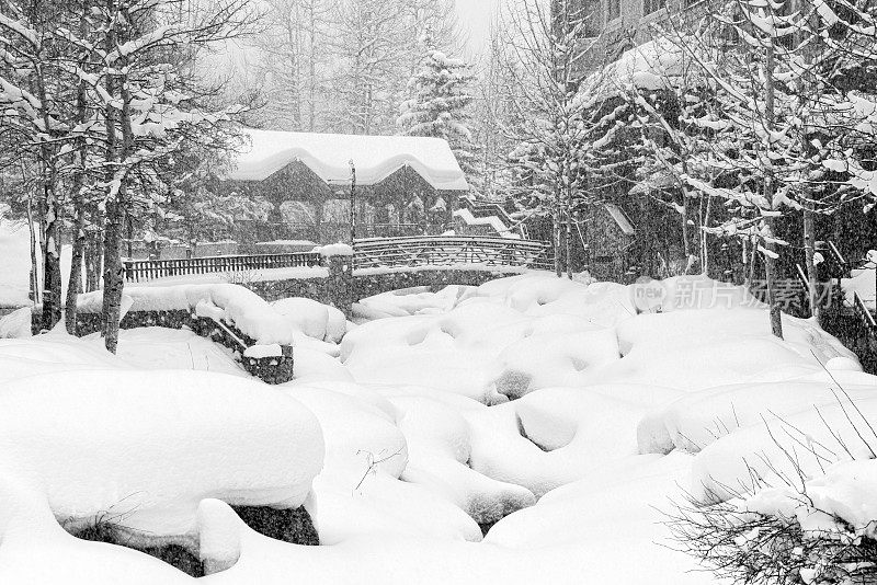 比弗溪村的新鲜冬季雪