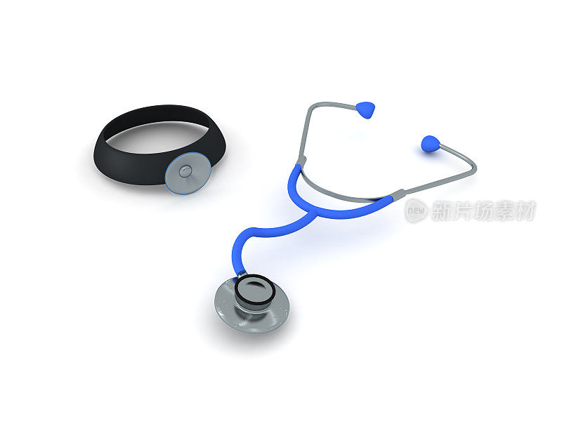 听诊器和医生头灯的3D插图