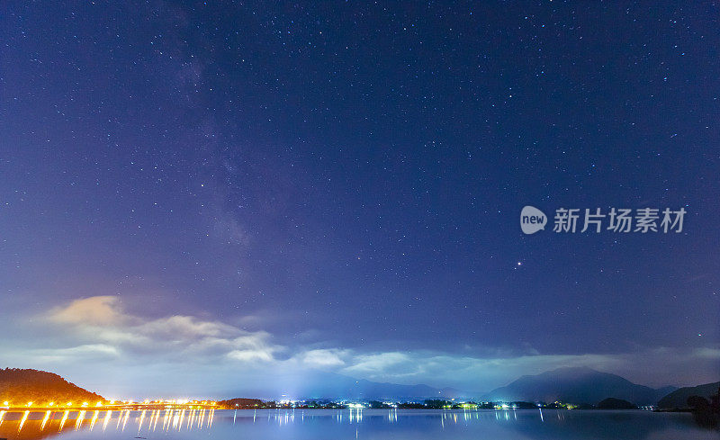 富士山，日本山，夜，星空，银河