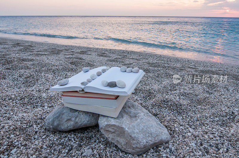 夏天在海滩上看书