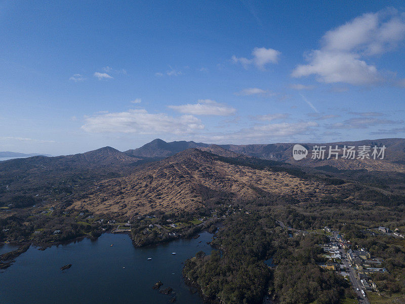 鸟瞰图格兰加里夫和加nish岛，野生大西洋方式，科克郡，爱尔兰。