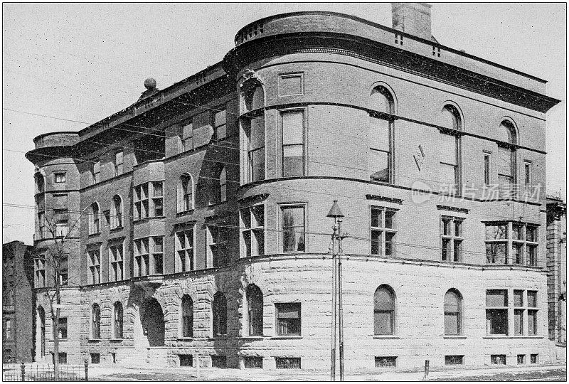 密歇根州底特律的古董黑白照片:底特律俱乐部