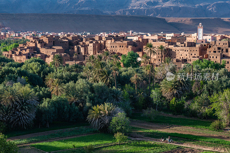 北非摩洛哥Tinerhir和Atlas山的Kasbah