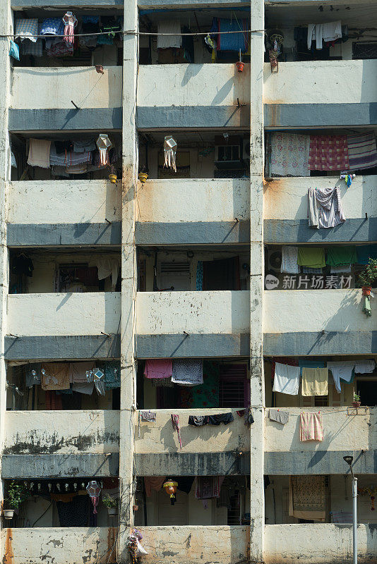 印度的旧公寓集团。