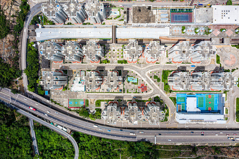 住宅建筑的无人机视图