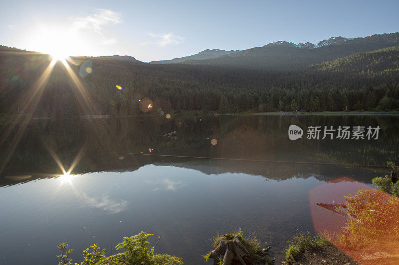 日出时的湖岸美景