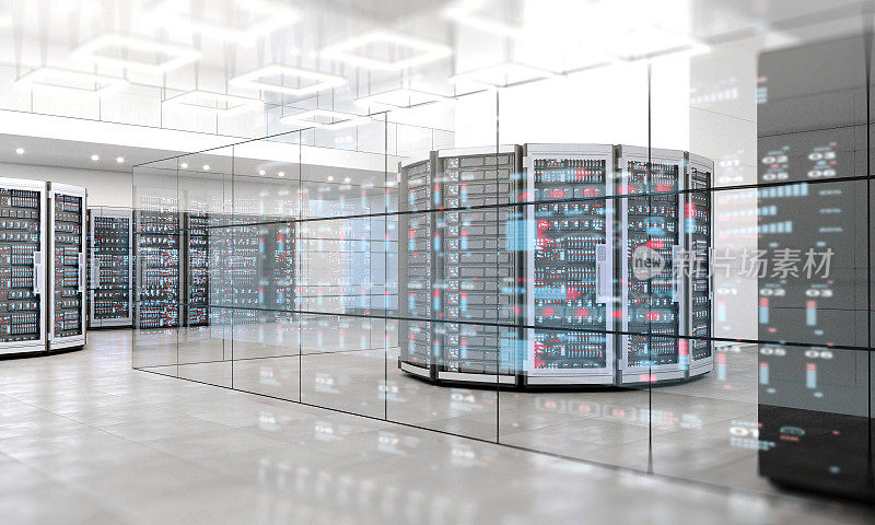 未来的数据中心在一个宽敞明亮的空间