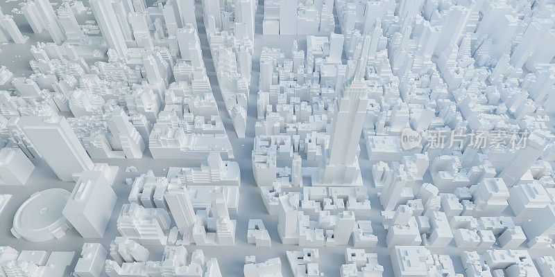 模型城市纽约美国地图高层建筑三维插图