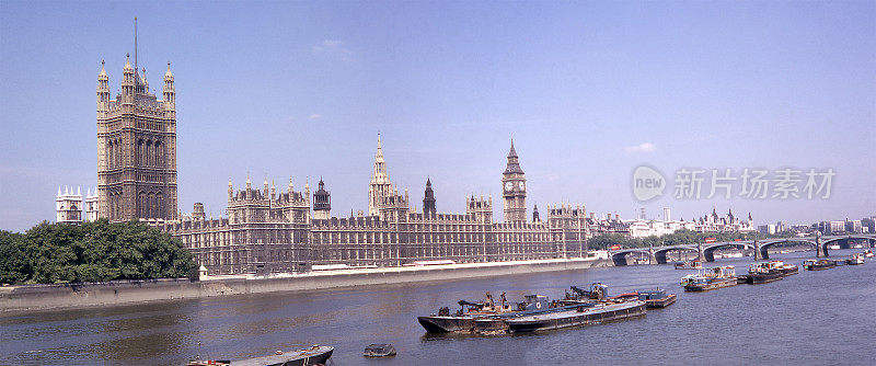 泰晤士河边的威斯敏斯特宫，1967年的伦敦