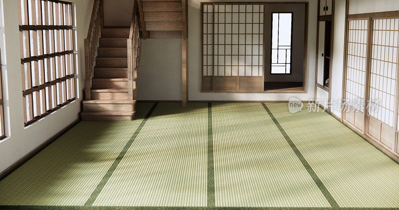空客厅日本设计与榻榻米地板。