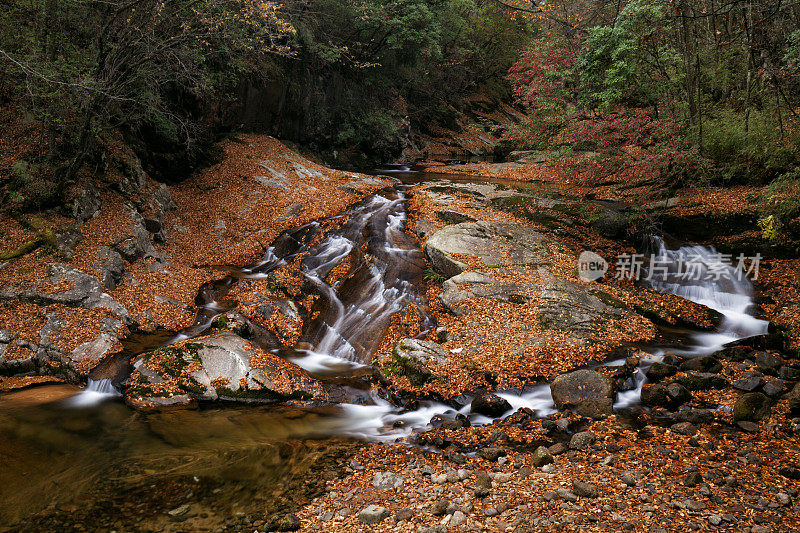 秋天的瀑布，四川，中国