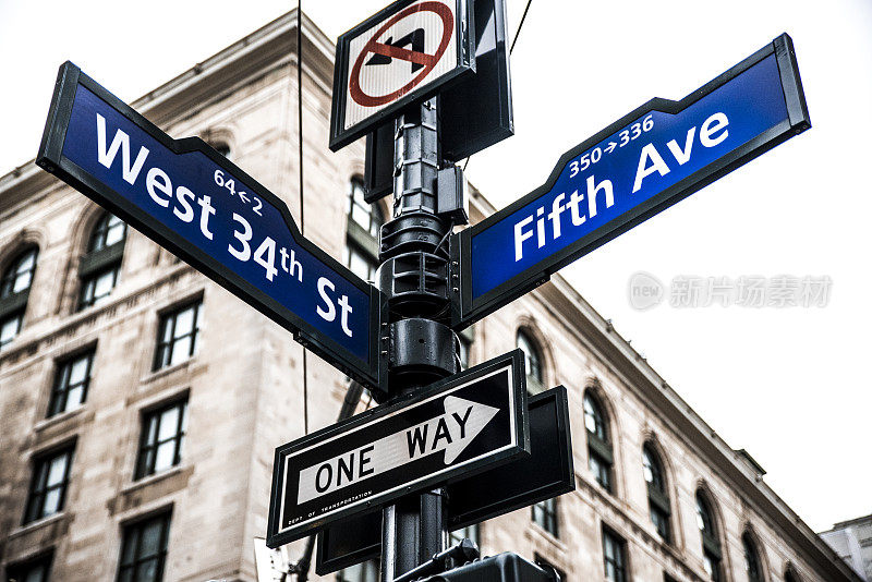 纽约市西34街和第五大道的标志
