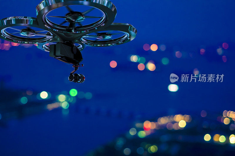 无人驾驶飞机在离焦的新加坡拍摄
