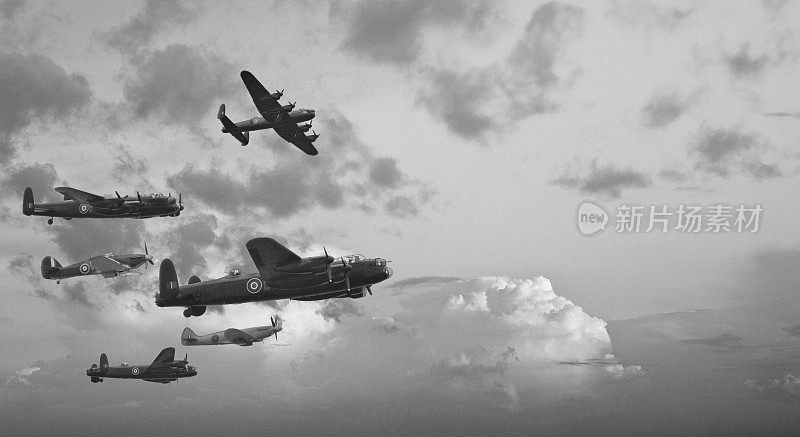 黑白复古图像英国二战飞机之战
