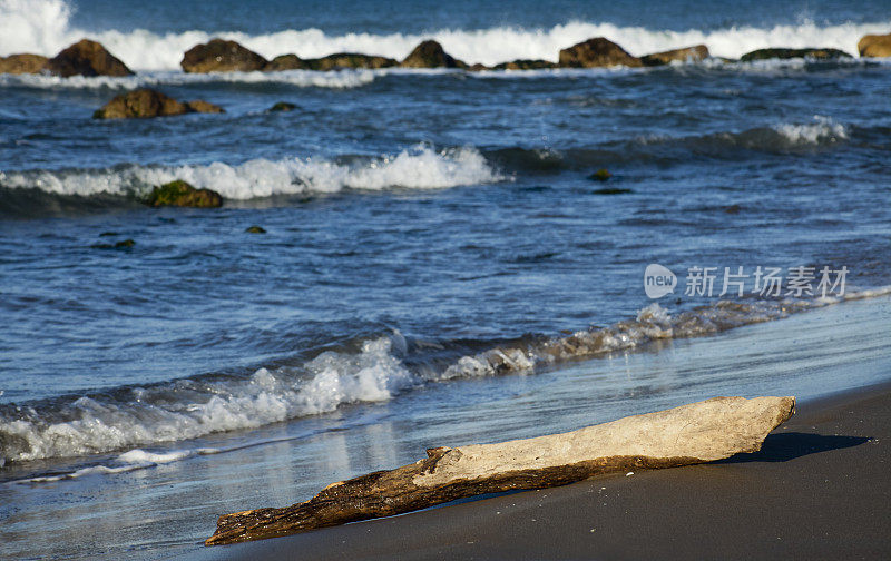 狂野的海滩，海浪和岩石