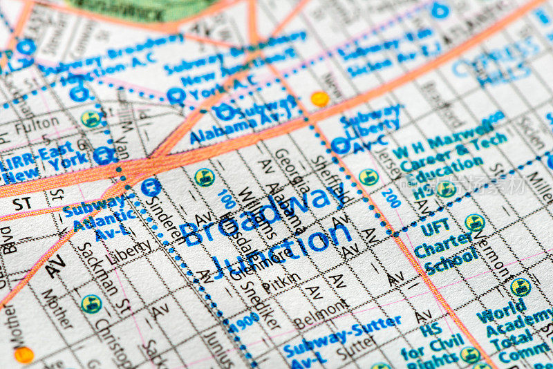 百老汇枢纽-纽约地图细节