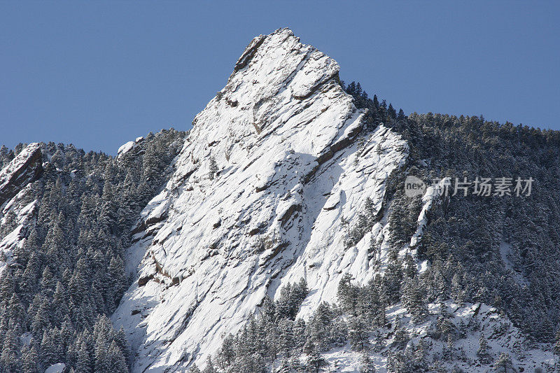 被雪覆盖的科罗拉多山熨斗岩