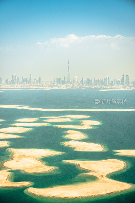 迪拜的世界岛有天际线