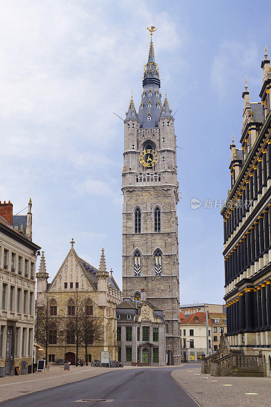 比利时。绅士。根特钟楼的钟楼。