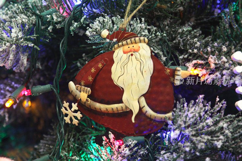 圣诞老人在树上的特写