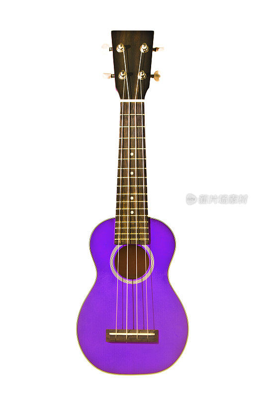 紫色夏威夷四弦琴孤立在白色的背景