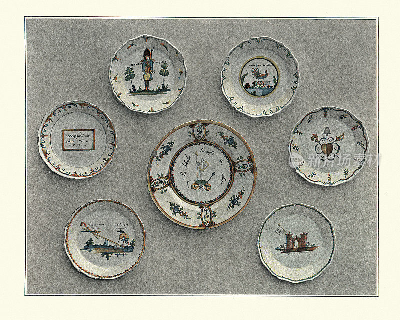 爱国法国陶器的例子，18世纪