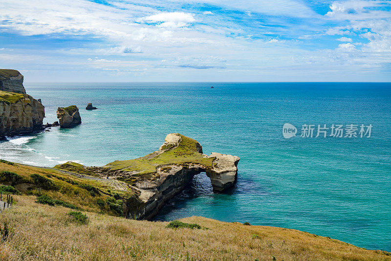 隧道海滩在新西兰南岛，达尼丁，新西兰