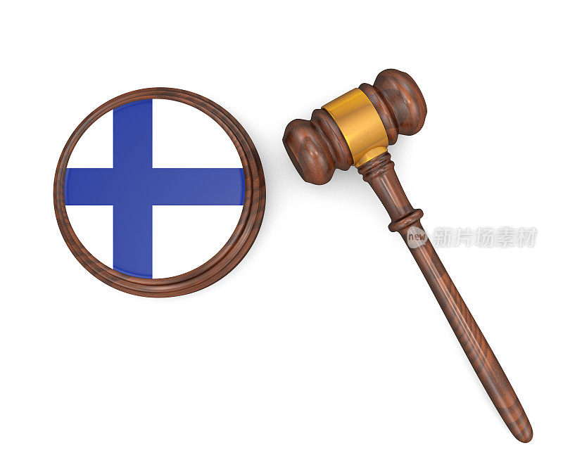 芬兰法律概念-芬兰国旗法官的小木槌