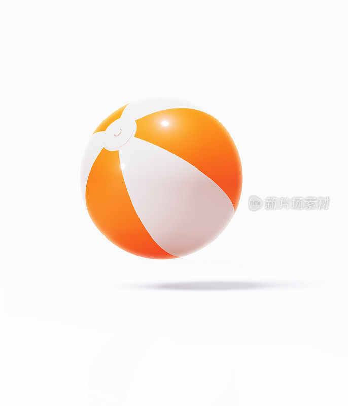 白色背景上的橙色和白色沙滩球